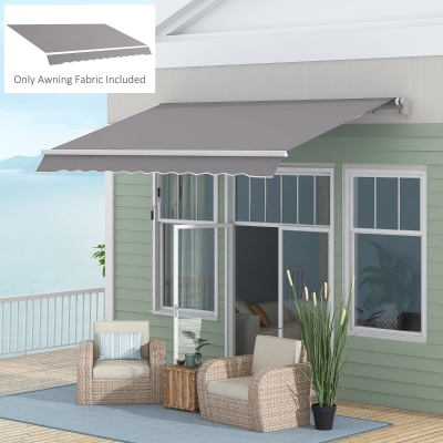 Outsunny 11' x 10' Outdoor Sunshade Canopy Awning Cover, Retractable Awning Fabric Replacement, UV Protection, Light Grey