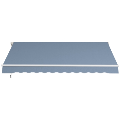 Outsunny 12' x 10' Manual Retractable Awning Outdoor Sunshade Shelter with Adjustable & Versatile Design, Light Grey