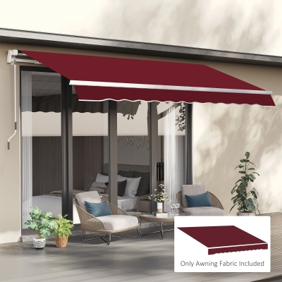 Outsunny 9' x 8' Outdoor Sunshade Canopy Awning Cover, Retractable Awning Fabric Replacement, UV Protection, Wine Red