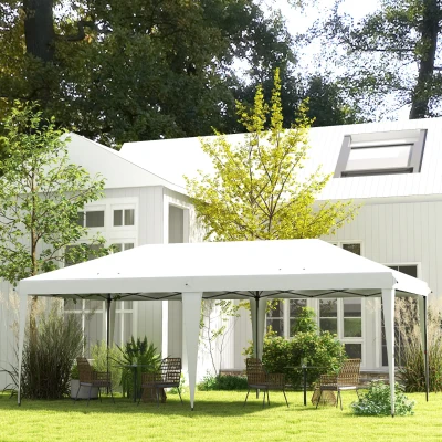 Outsunny 10' x 19.2' Outdoor Pop-Up Gazebo Canopy Tent, White