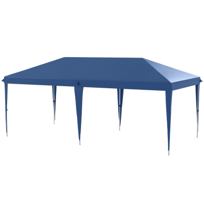 Outsunny 10' x 19' Pop Up Tent Garden Outdoor Party Tent Easy Set Up Gazebo Canopy Market Event Sunshade Blue