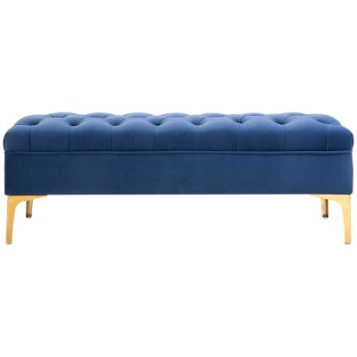 HOMCOM End of Bed Bench, Upholstered Bench, Entryway Shoe Bench with Button Tufted for Living Room, Bedroom, Blue