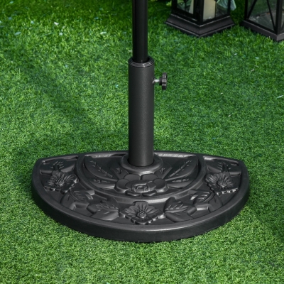 Outsunny 20 lb Heavy Duty Half Umbrella Base, Outdoor Concrete Umbrella Stand, Patio Half Round Base for Market Umbrella, Black