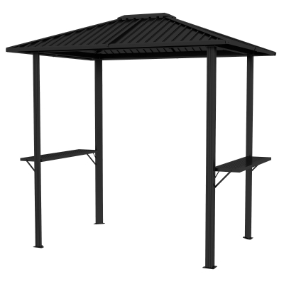 Outsunny 6' x 8' Metal Roof BBQ Gazebo, Hardtop with Shelves