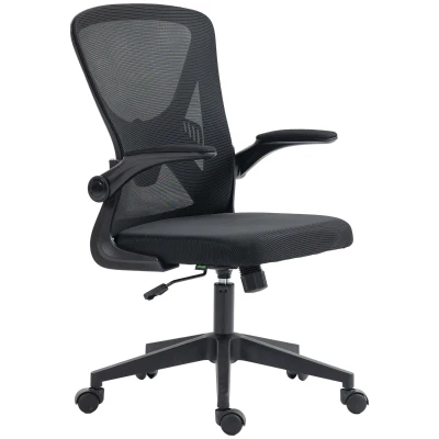 Vinsetto Mesh Office Chair, Swivel Desk Chair with Lumbar Back Support, Adjustable Height, Flip-Up Arm, Black