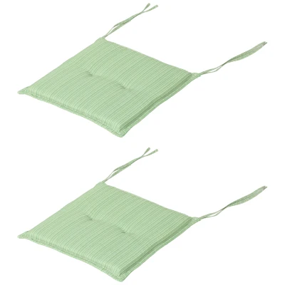 Outsunny 2-Piece Seat Cushion Replacement, Outdoor Patio Chair Cushions Set with Ties, Button Tufted, Green