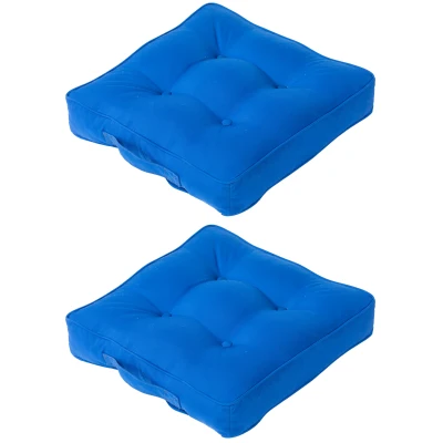 Outsunny 2-Piece Seat Cushion Replacement, Outdoor Patio Chair Cushions Set with Button Tufted, Navy Blue