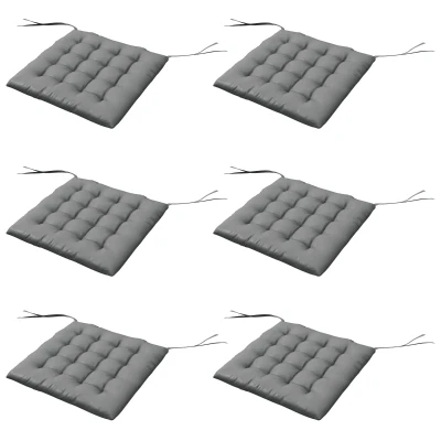 Outsunny 6-Piece Seat Cushion Pillows Replacement, Button Tufted Patio Chair Cushions Set with Ties, Charcoal Grey