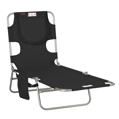 Outsunny Folding Outdoor Chaise Lounge Chair, Black