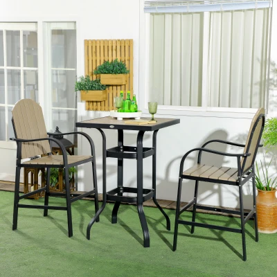 Outsunny 3-Piece Aluminum Bar Set, High Top Patio Table & Chairs