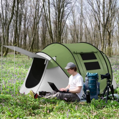Outsunny Pop Up Tent, 3000mm Waterproof for 2-3 People, Green