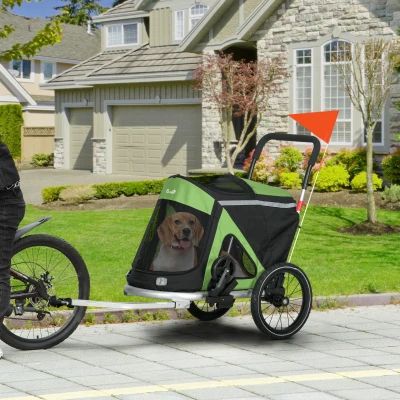 Aosom 2-in-1 Bike Trailer for Medium Dogs, Green