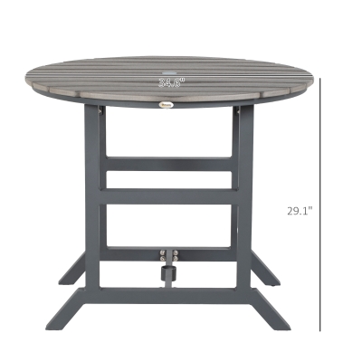 Outsunny Aluminum Frame Round Patio Table with Umbrella Hole, Outdoor ...