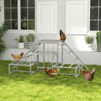 PawHut Chicken Roost Toys, Wood Stand & Ladder for 10-15 Chickens