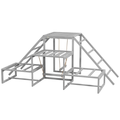 PawHut Chicken Roost Toys for Chickens Hens, Coop Accessories with Wood Stand, Ladder Platforms, for 10-15 Chickens