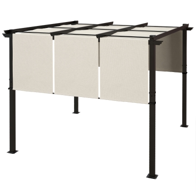 Outsunny 10' x 10' Metal Pergola, Outdoor Pergola with Retractable Canopy, for Garden, Patio, Backyard, Deck