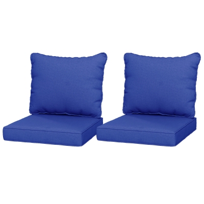 Outsunny 4-Piece Seat Cushion Pillows Replacement, Patio Chair Cushions Set with Back for Indoor Outdoor, Navy Blue