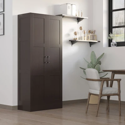 HOMCOM Storage Cabinet with Shelves, Pantry Cupboard, Coffee