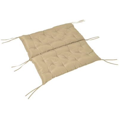 Outsunny 2-Seater Garden Bench Cushion Swing Chair Mat Replacement with Backrest, for Indoor and Outdoor, 39.4"x38.6", Khaki