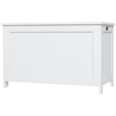 HOMCOM 29.9" Wooden Storage Bench with Safety Hinges, White