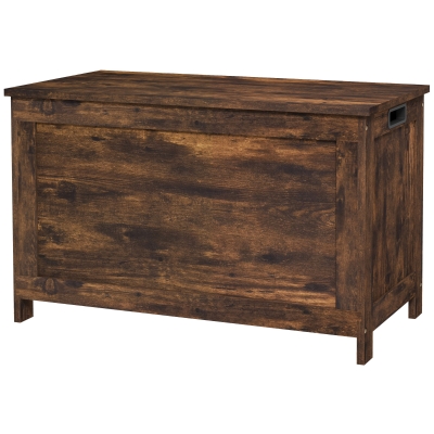 HOMCOM 29.9" Wooden Storage Bench Trunk w/ Safety Hinges, Rustic Brown