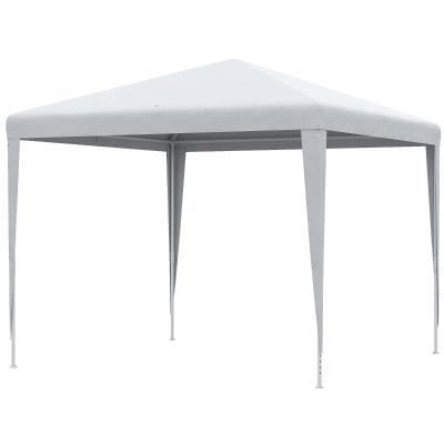 Outsunny 9' x 9' Portable Canopy Party Tent Gazebo Outdoor Sunshade for Weddings Parties with Dressed Legs, White