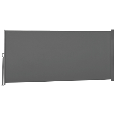Outsunny Patio Outdoor Folding Retractable Side Awning Privacy Screen with Resistance to UV Rays & Wind, 118" x 63", Light Grey