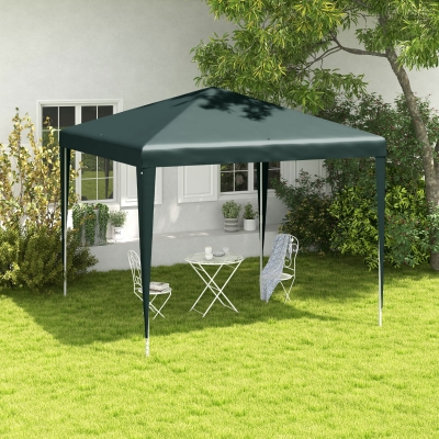 Outsunny 9' x 9' Portable Canopy Party Tent Gazebo Outdoor Sunshade for Weddings Parties with Dressed Legs, Dark Green