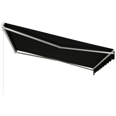 Outsunny 12'x10' Electric Retractable Awning, UV Protection Sun Shade Shelter w/ Remote Controller for Deck Balcony Yard, Black