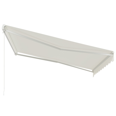 Outsunny 12'x10' Electric Retractable Awning, UV Protection Sun Shade Shelter w/ Remote Controller for Deck Balcony Yard, Cream