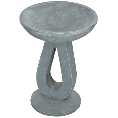 Outsunny Outdoor Resin Bird Bath, 20.1" Tall Birdbath with Stone Look, Standing Bird Feeder for Garden, Yard, Patio