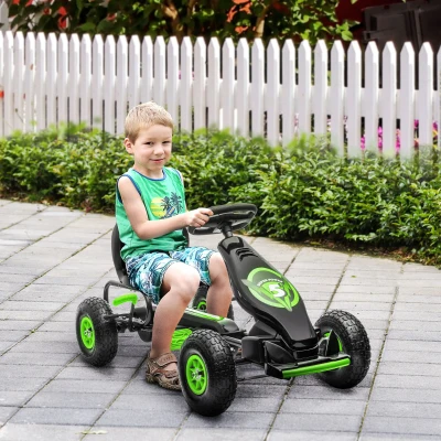 Aosom Ergonomic Pedal Go Kart for Kids, Ages 5-12, Green