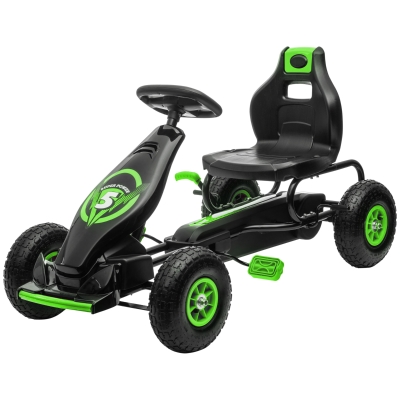 Aosom Ergonomic Pedal Go Kart for Kids, Ages 5-12, Green