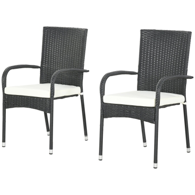 Outsunny Stackable Rattan Outdoor Dining Chair, Cream White