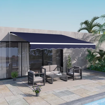 Outsunny 12' x 10' Electric Retractable Awning, Blue