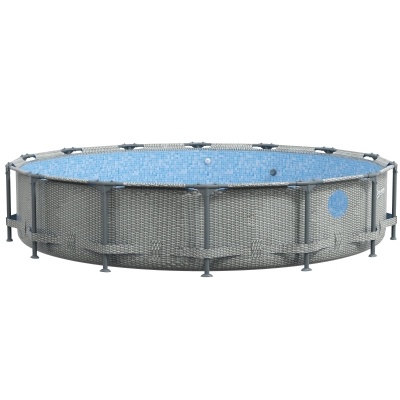 Outsunny 14' x 33" Round Metal Frame Pool with Filter Pump, Gray