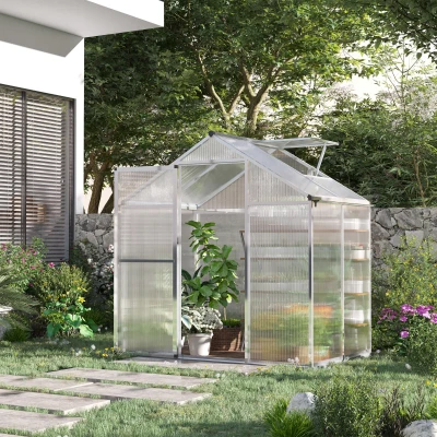 Outsunny 4' x 6' Walk-In Greenhouse with Roof Vent, Green