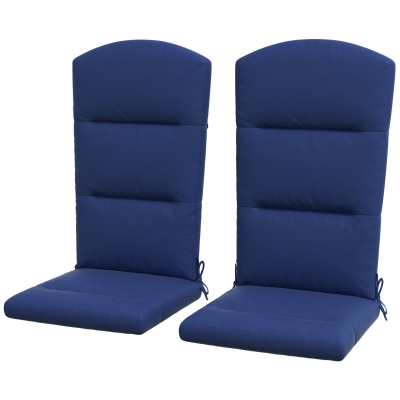 Outsunny Patio Chair Cushions for Adirondack Chair Replacement Cushions with Back and Ties, Set of 2, Blue