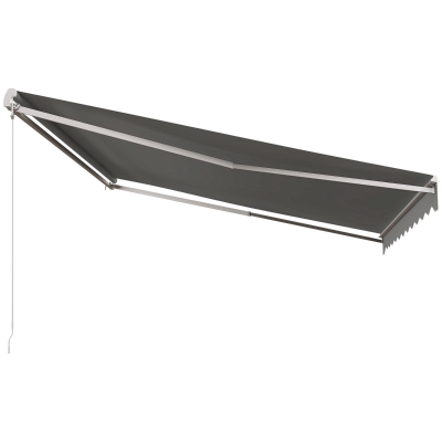 Outsunny 13' x 10' Electric Retractable Awning Sun Shade Shelter w/ Remote Controller for Deck Balcony Yard, Light Grey