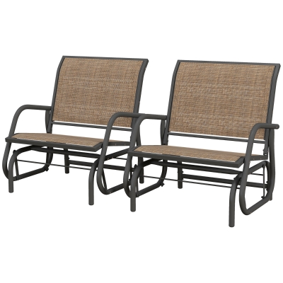Outsunny 2-Piece Outdoor Glider Chair, Steel Swing, Brown