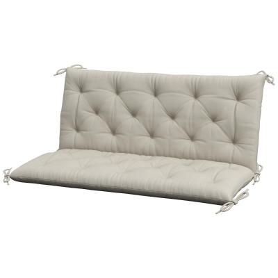 Outsunny 2 Seater Garden Bench Cushion, Thick Outdoor Non-Slip 2 Seater Soft Pad With Backrest for Garden Patio, 47" x 43" x 5", Light Grey