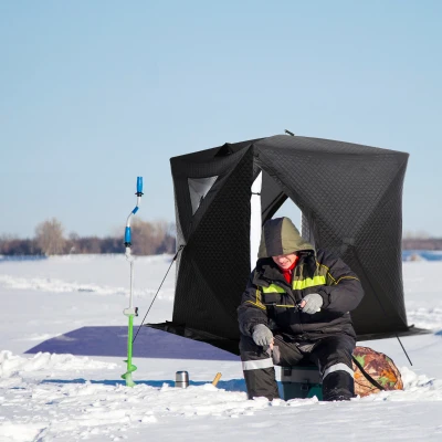 Outsunny 2-Person Insulated Ice Fishing Shelter, Black