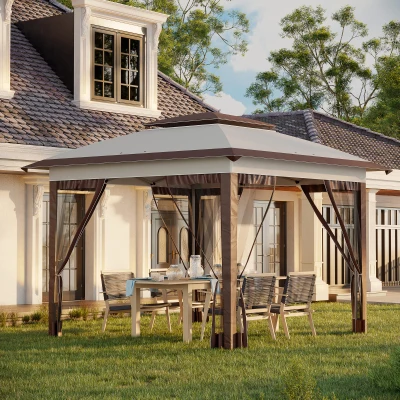 Outsunny 12' Pop Up Canopy Tent, Instant Sun Shelter, Beige