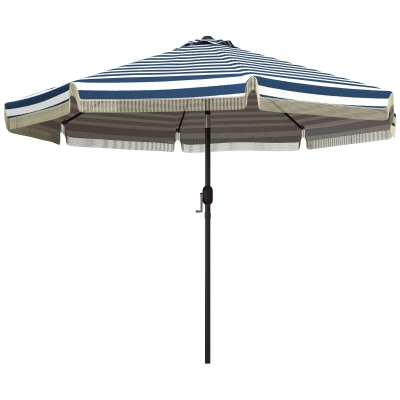 Outsunny 9ft Patio Umbrella, Outdoor Table Umbrella with Tilt, Blue Stripe