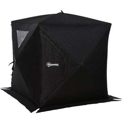Outsunny 2-Person Insulated Ice Fishing Shelter, Black