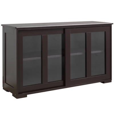 HOMCOM Modern Kitchen Sideboard, Stackable Storage Cabinet, Sliding Glass Door Console, Cupboard Serving Buffet for Kitchen & Dining Room, Coffee