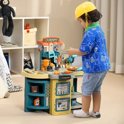 Qaba 47-Piece Kids Tool Set Trolley for Ages 3-6