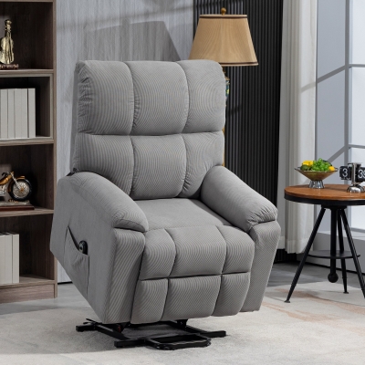 HOMCOM Lift Chair for Seniors, Microfibre Upholstered Electric Recliner Chair with Remote, Quick Assembly, Grey