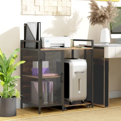 Vinsetto Printer Stand with USB Ports & Adjustable Shelf, Brown
