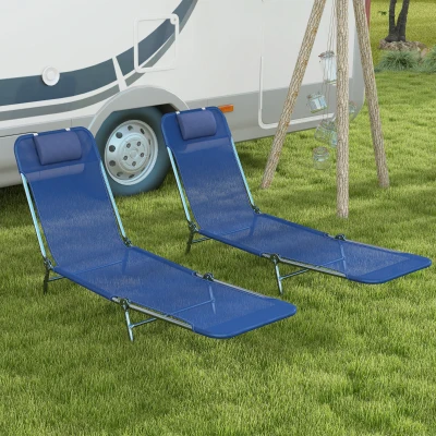 Sun Lounger Set 22"W x 71.75"D x 10.75"H Dark Blue